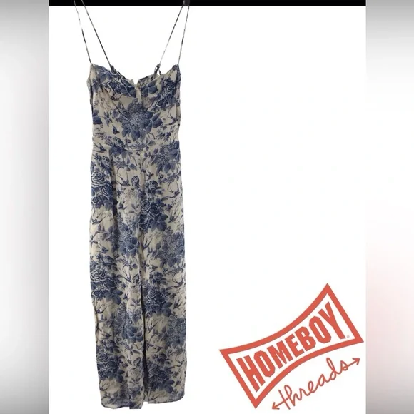 Reformation Cream and Blue Floral Jumpsuit - Picture 1 of 5